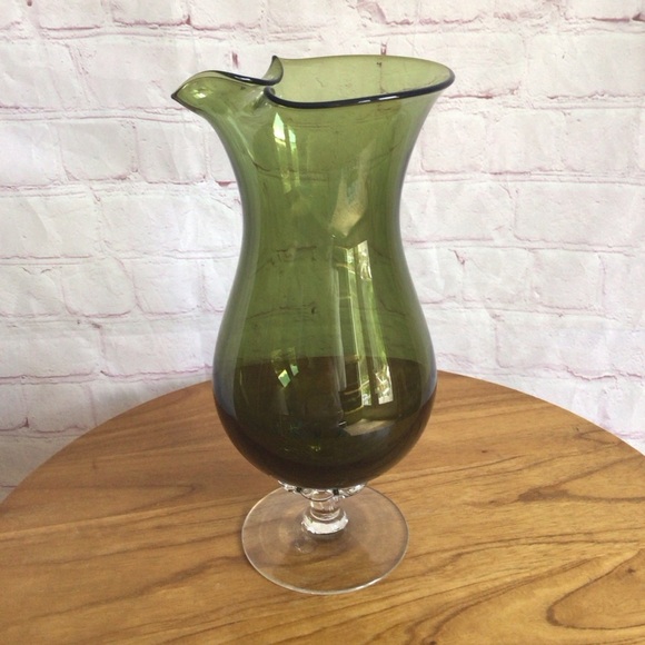 Vintage Empoli MCM Green Glass Pitcher - Picture 1 of 8